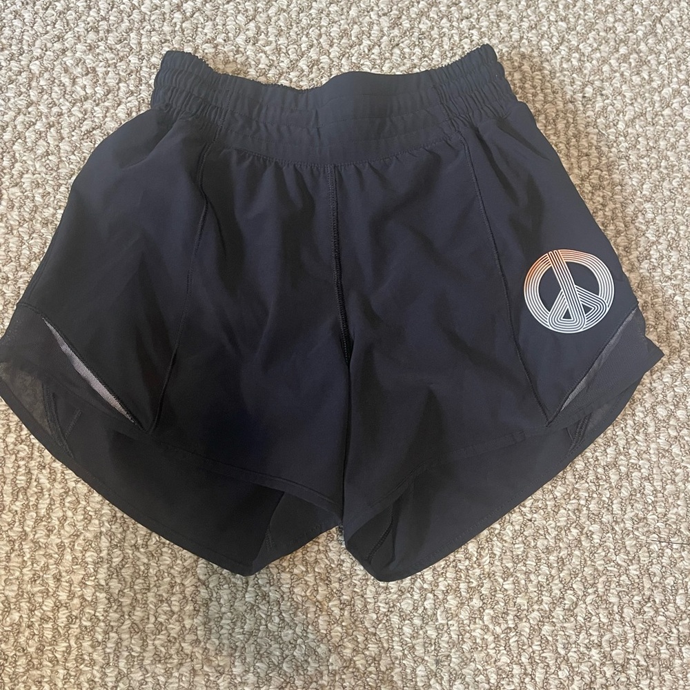 lululemon athletica Black Kids Shorts with Peace Emblem